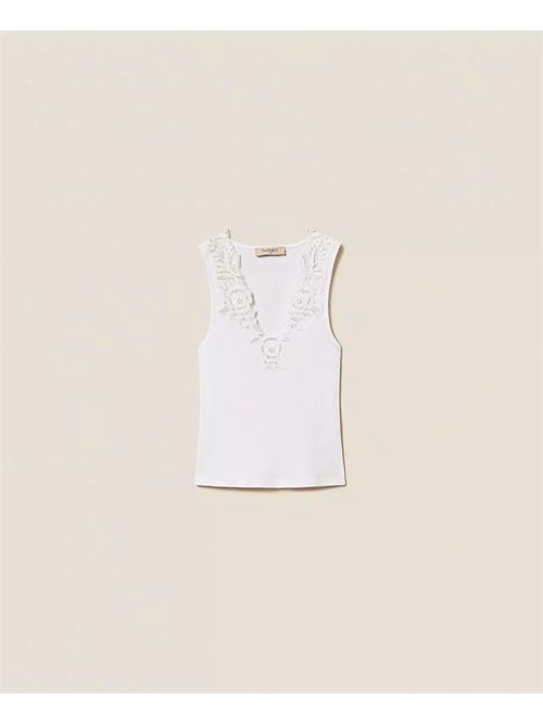 Top a costine con pizzo TWINSET | TT2360/00001